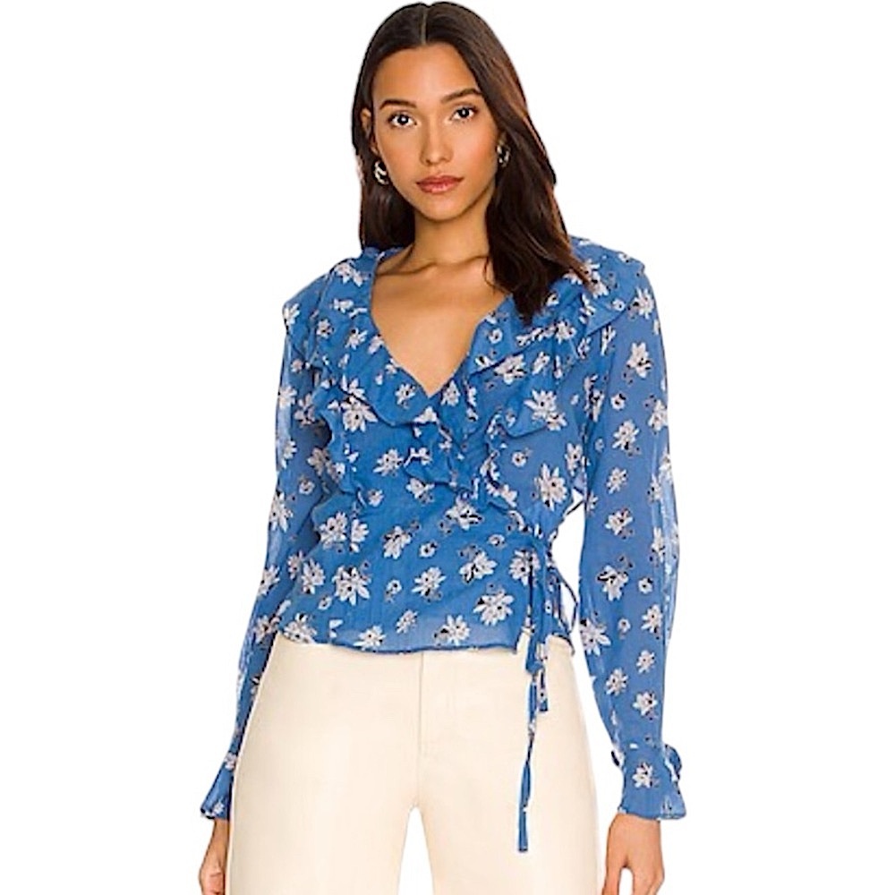 Free People Blue Floral Blouse